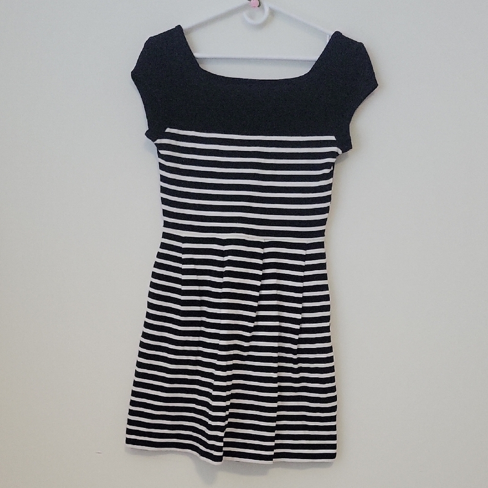 French Connection Black and White Striped Dress